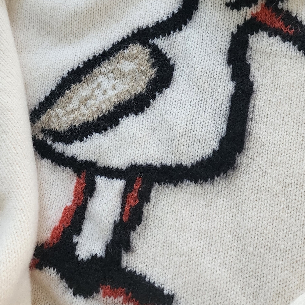 Oscar de la Renta Cream Turtleneck Sweater with Bird Motif - Picture 6 of 6